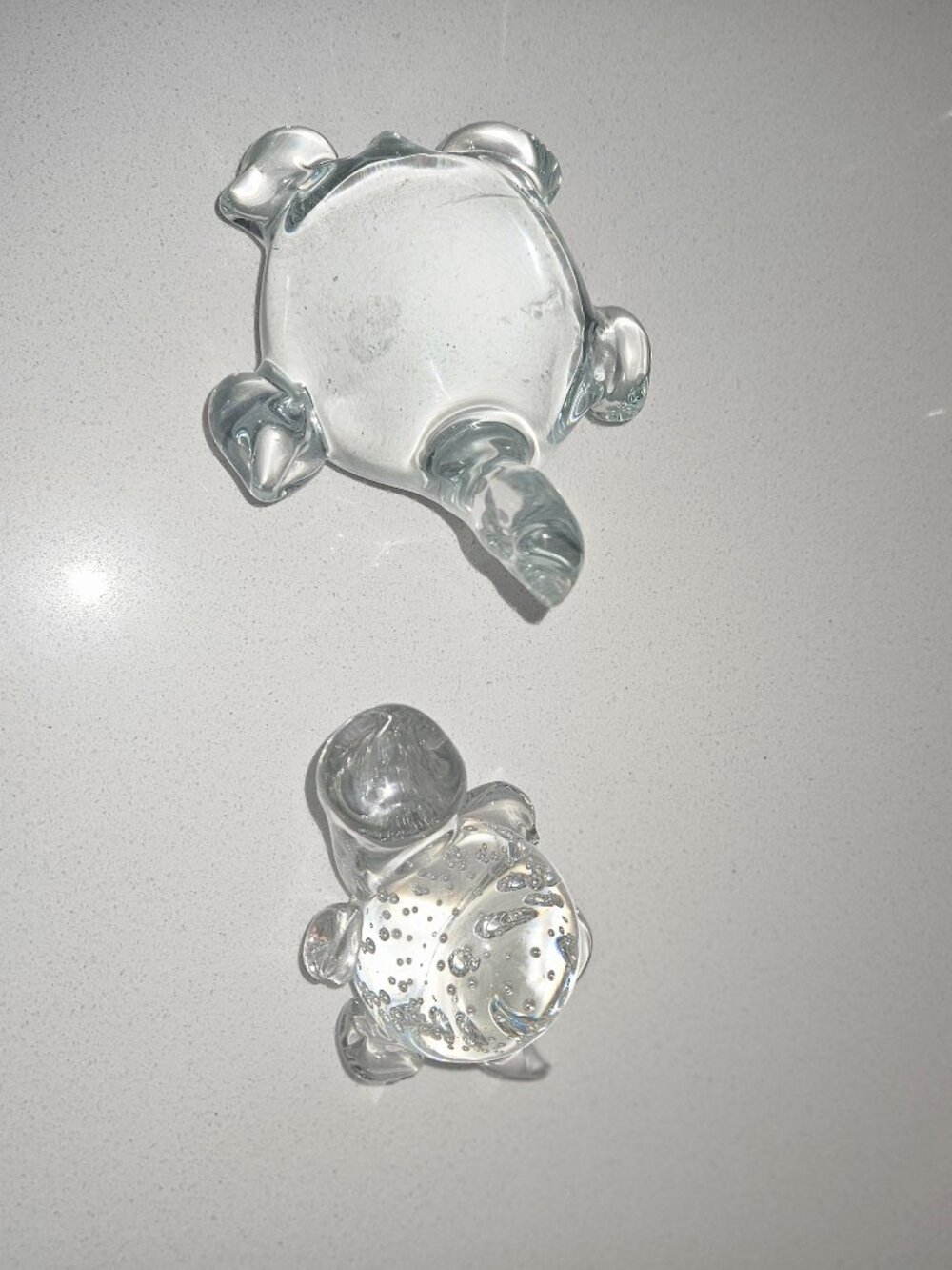 2 glass heavy weighted turtles